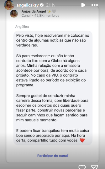 Angélica comenta encerramento de parceria com a agência da Globo; saiba mais